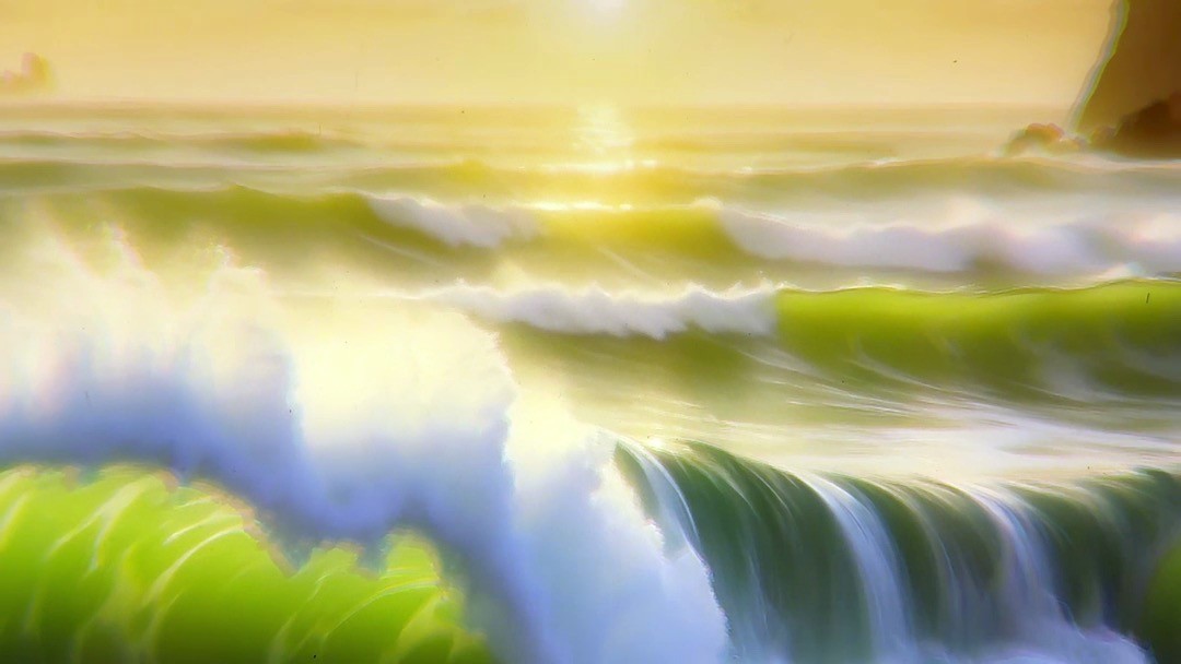 Rising Gods Waves · green sea — Artwork image