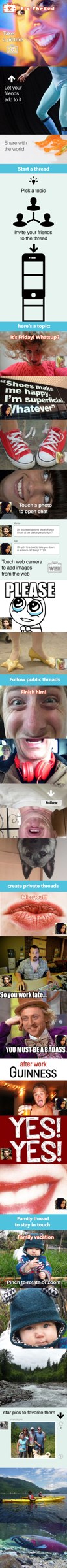 Pic Thread tutorial sequence from starting a thread to sharing and exploring images