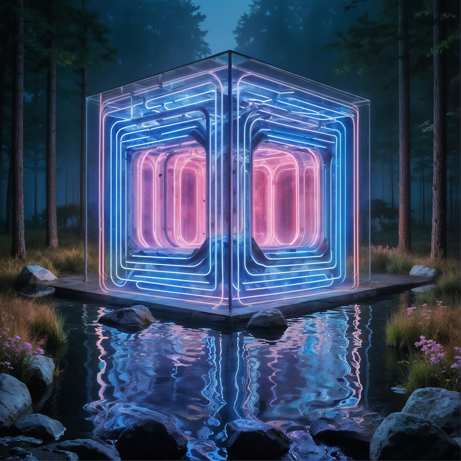 Pink illuminated cube — Concept study