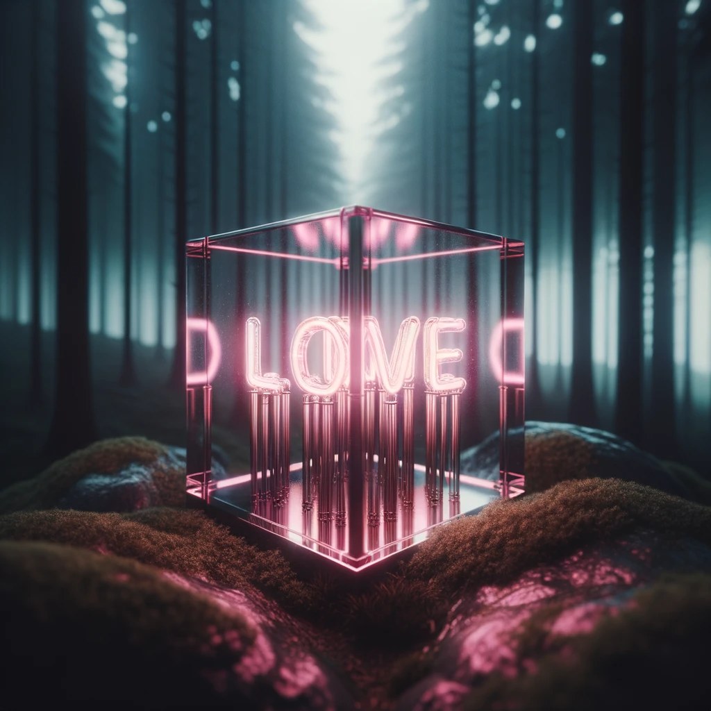 Pink lettering in a forest — AI concept study