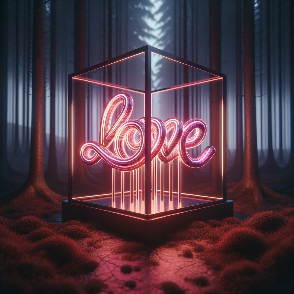 Pink script cube — AI concept study
