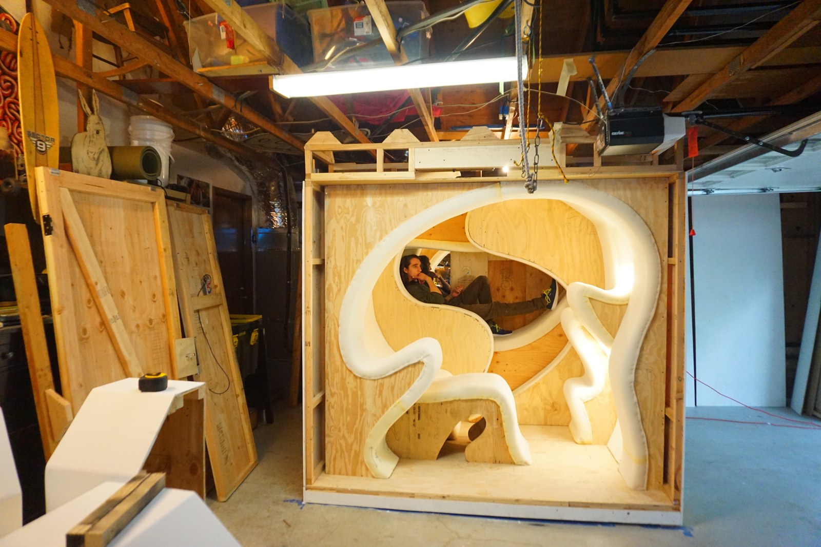 Shaped interior in the workshop — Construction photograph