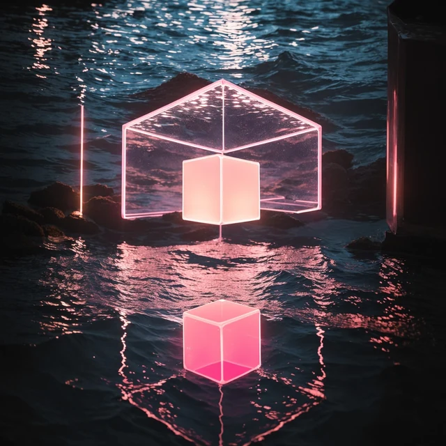 Floating cube and reflections